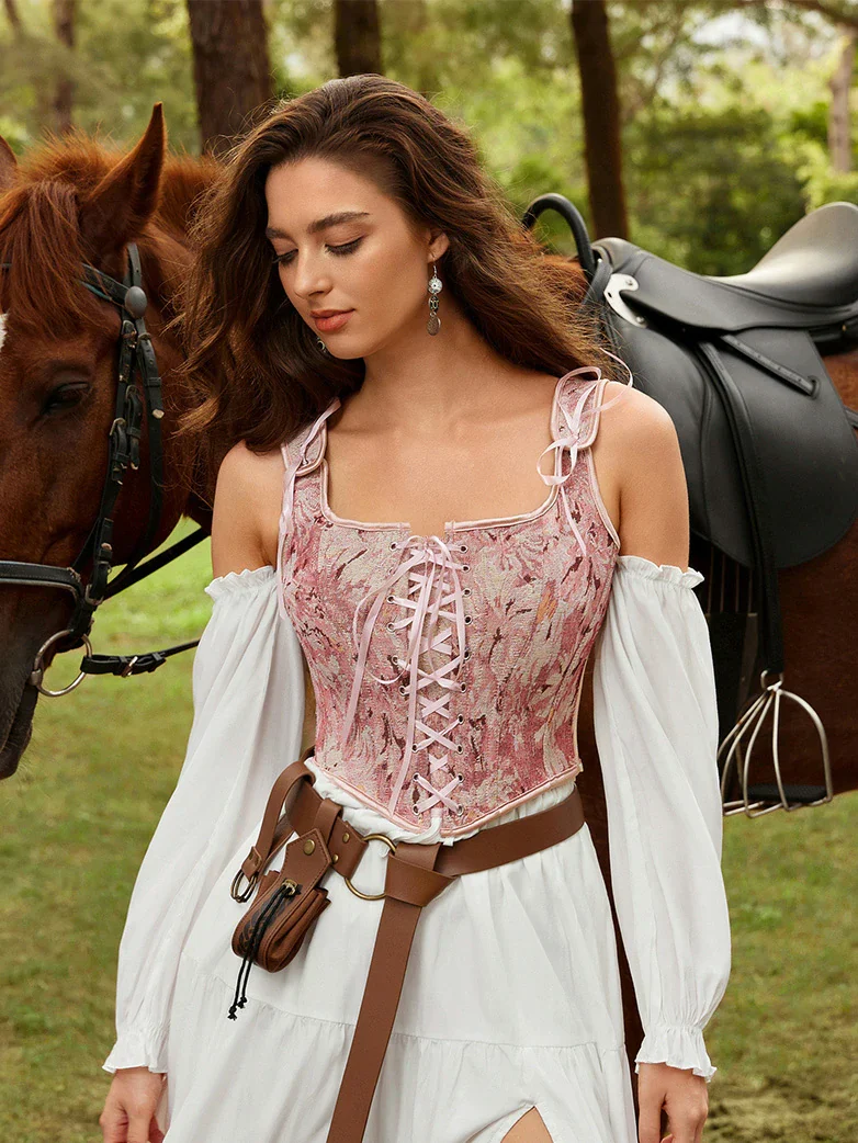 Renaissance Corset Lace-up U-Back 10 Bones Vest - Image 35