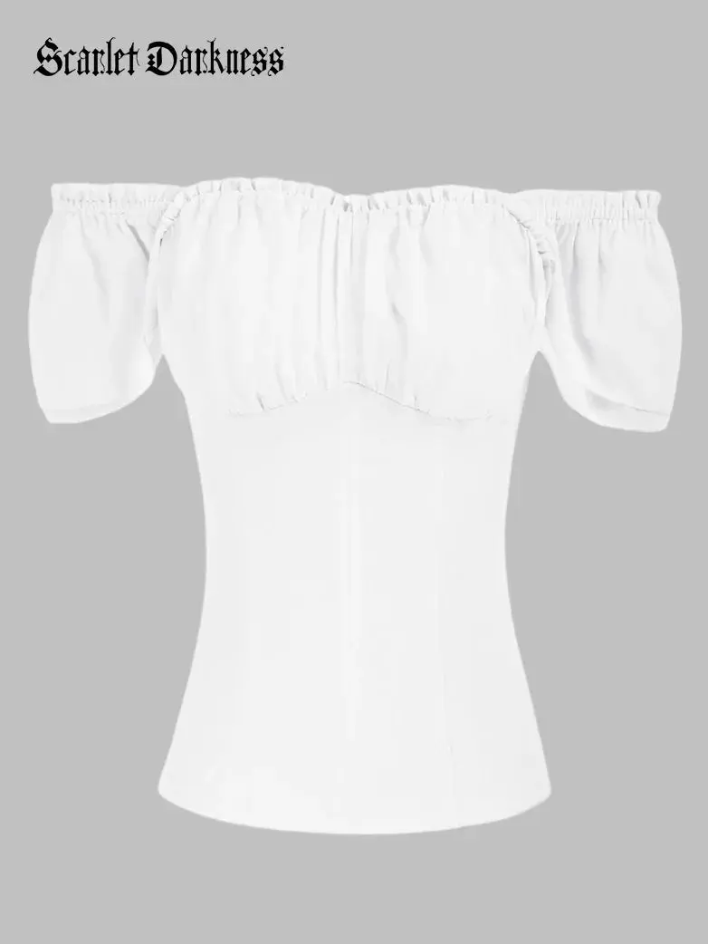 Gothic Renaissance Dual-Layer Cap Sleeve Witch Tops - Image 10