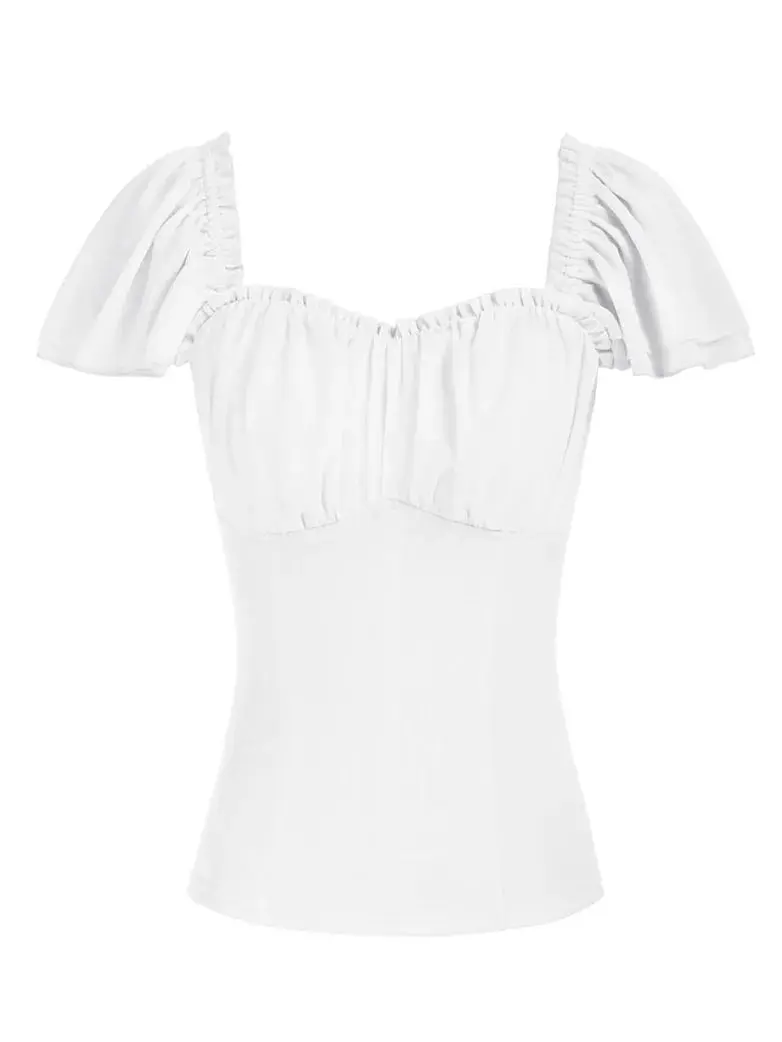 Gothic Renaissance Dual-Layer Cap Sleeve Witch Tops - Image 11