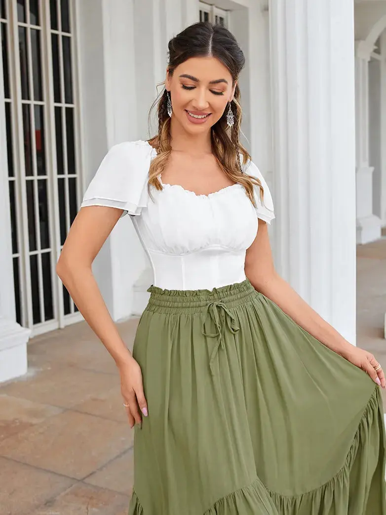 Gothic Renaissance Dual-Layer Cap Sleeve Witch Tops - Image 12