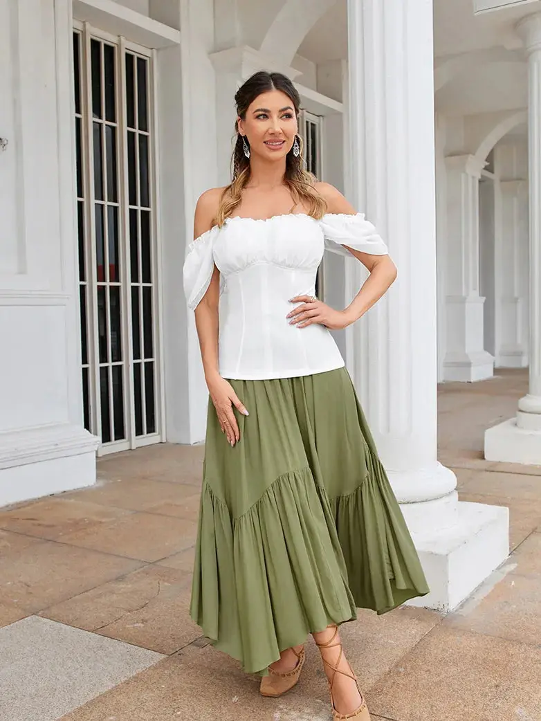 Gothic Renaissance Dual-Layer Cap Sleeve Witch Tops - Image 13