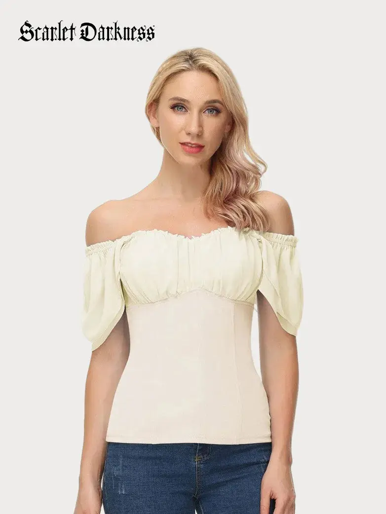 Gothic Renaissance Dual-Layer Cap Sleeve Witch Tops - Image 17