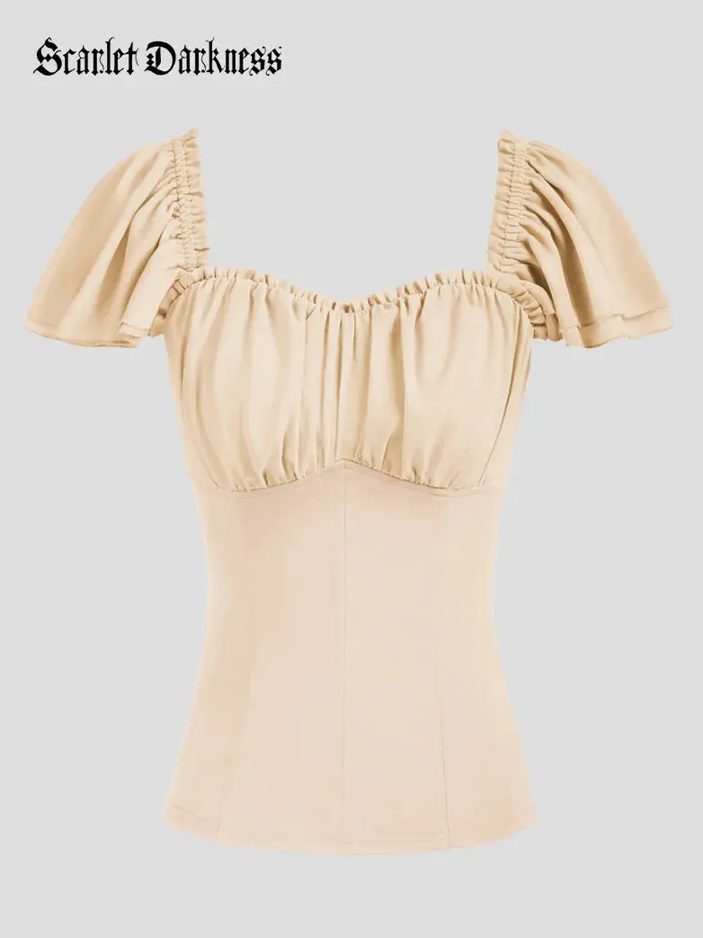 Gothic Renaissance Dual-Layer Cap Sleeve Witch Tops - Image 18