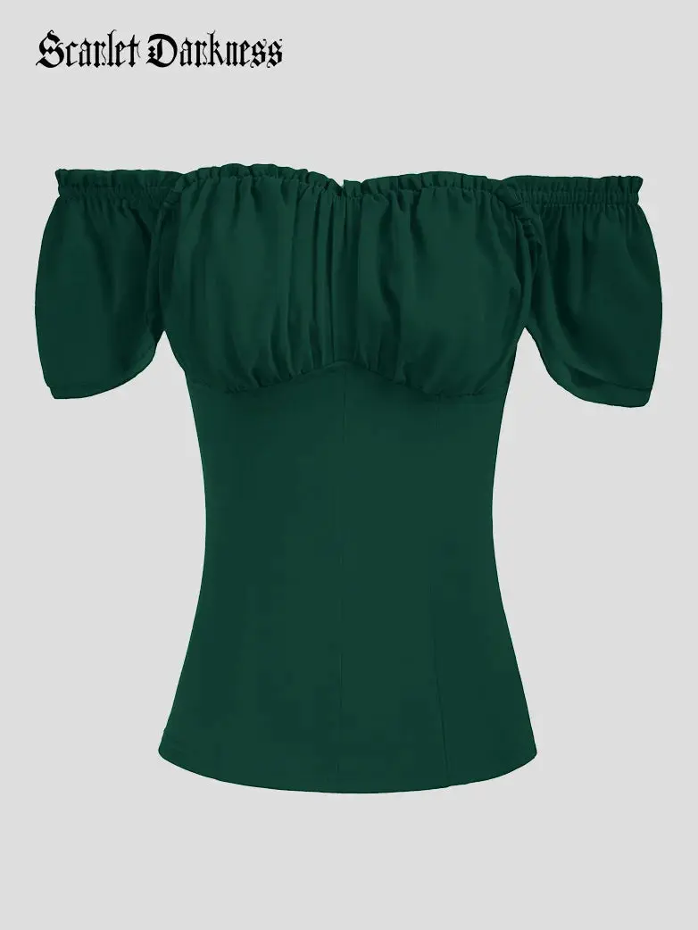 Gothic Renaissance Dual-Layer Cap Sleeve Witch Tops - Image 22