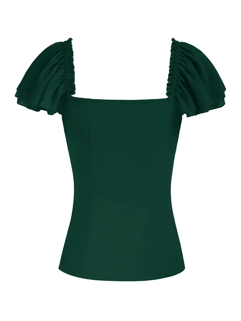 Gothic Renaissance Dual-Layer Cap Sleeve Witch Tops - Image 24