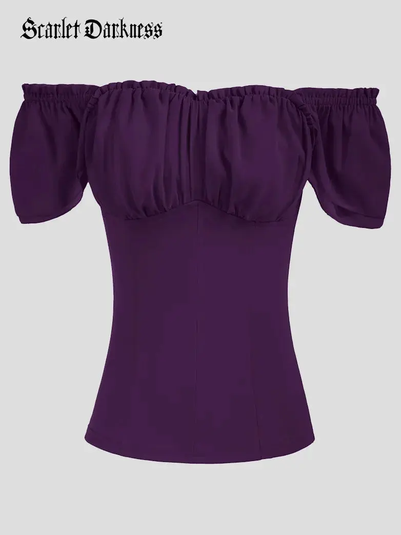 Gothic Renaissance Dual-Layer Cap Sleeve Witch Tops - Image 26