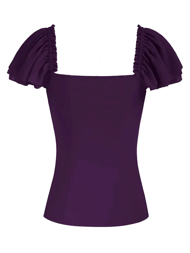 Gothic Renaissance Dual-Layer Cap Sleeve Witch Tops - Image 29