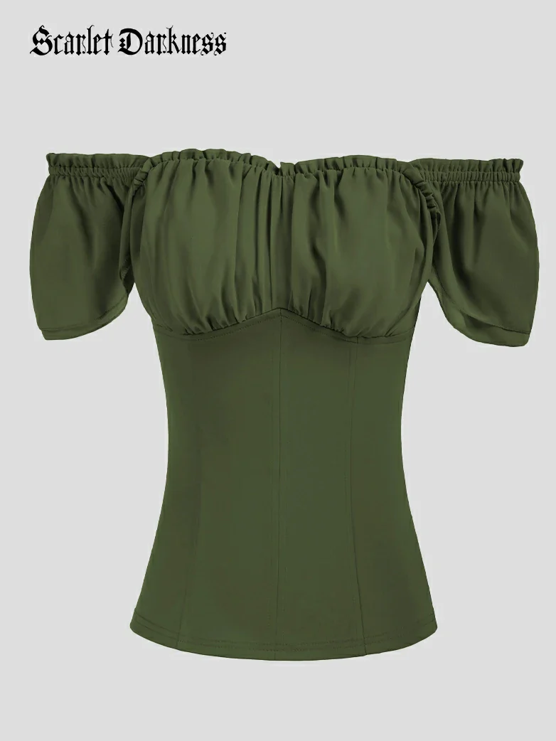 Gothic Renaissance Dual-Layer Cap Sleeve Witch Tops - Image 31