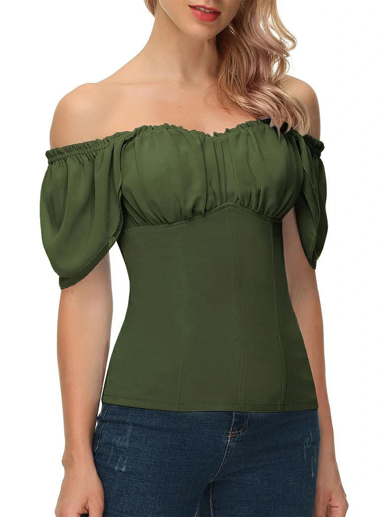 Gothic Renaissance Dual-Layer Cap Sleeve Witch Tops - Image 33