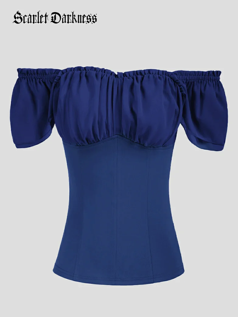 Gothic Renaissance Dual-Layer Cap Sleeve Witch Tops - Image 35