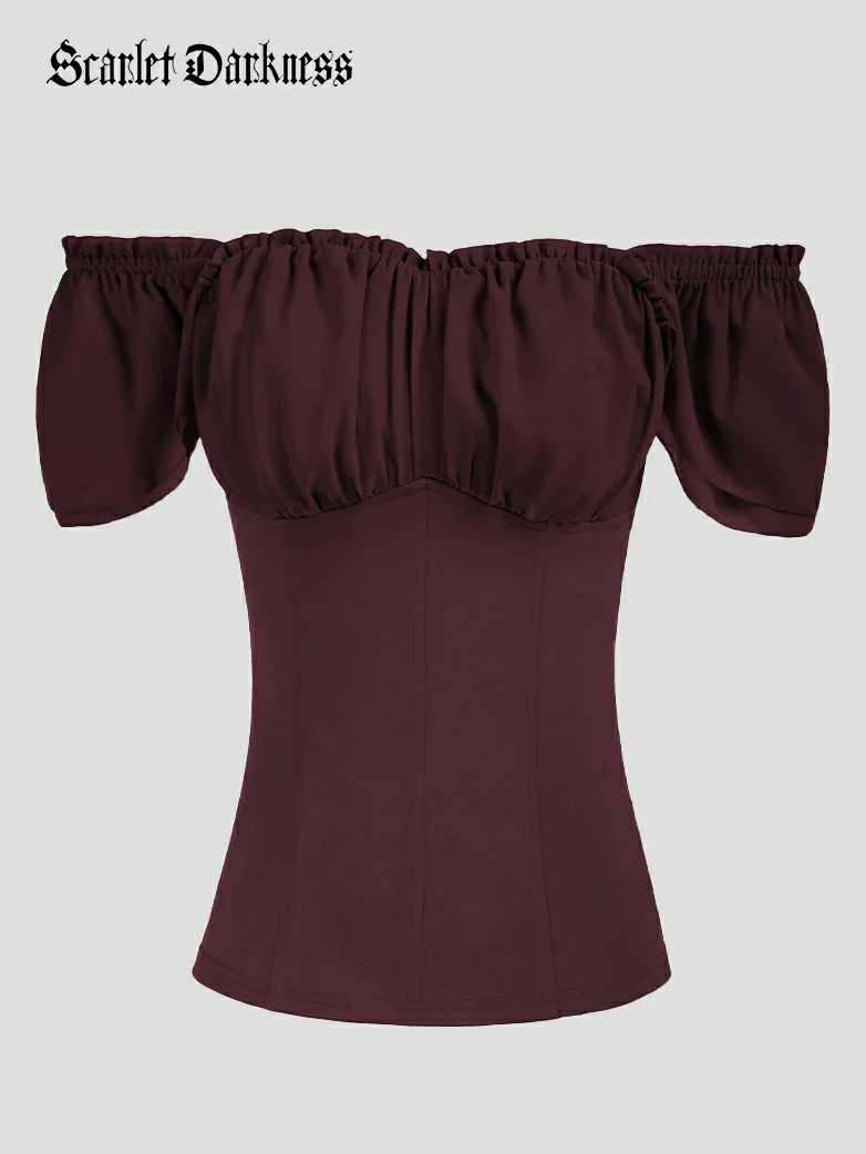 Gothic Renaissance Dual-Layer Cap Sleeve Witch Tops - Image 38