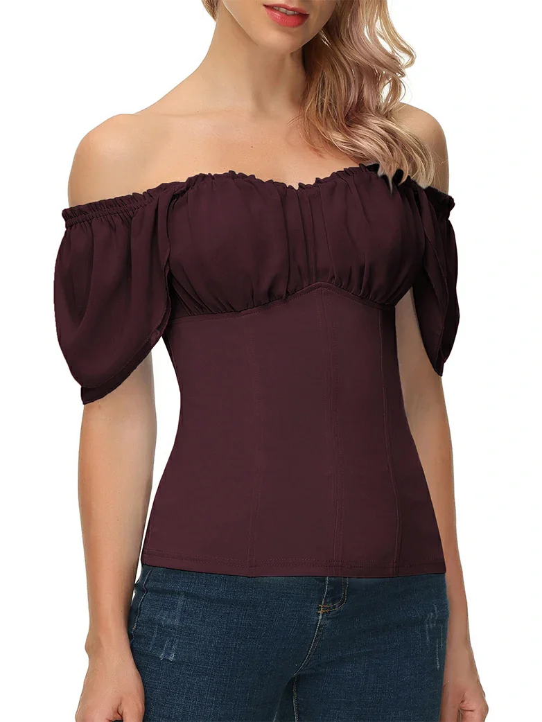 Gothic Renaissance Dual-Layer Cap Sleeve Witch Tops - Image 40