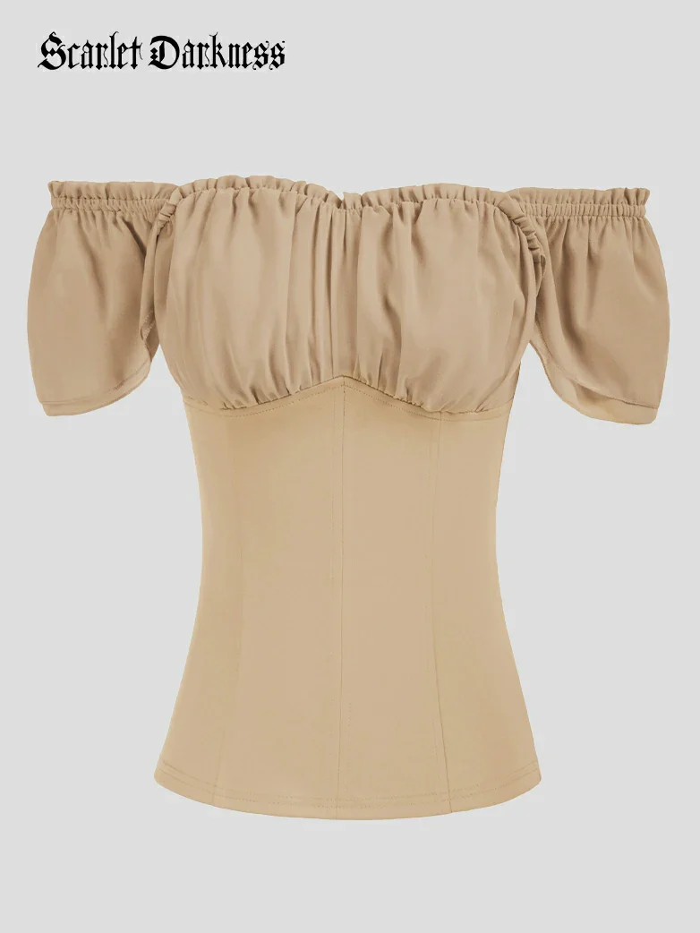 Gothic Renaissance Dual-Layer Cap Sleeve Witch Tops - Image 42