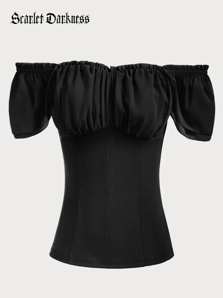 Gothic Renaissance Dual-Layer Cap Sleeve Witch Tops - Image 6