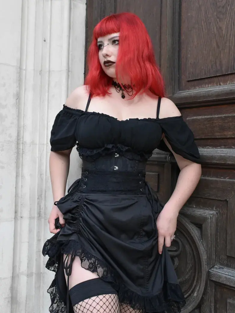 Gothic Renaissance Dual-Layer Cap Sleeve Witch Tops - Image 7