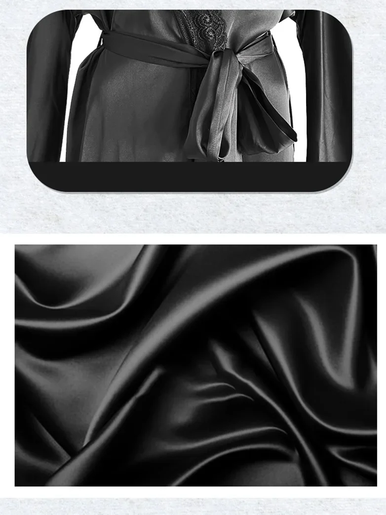 Gothic Sexy Satin Lace Nightgown Women Pajamas - Image 6