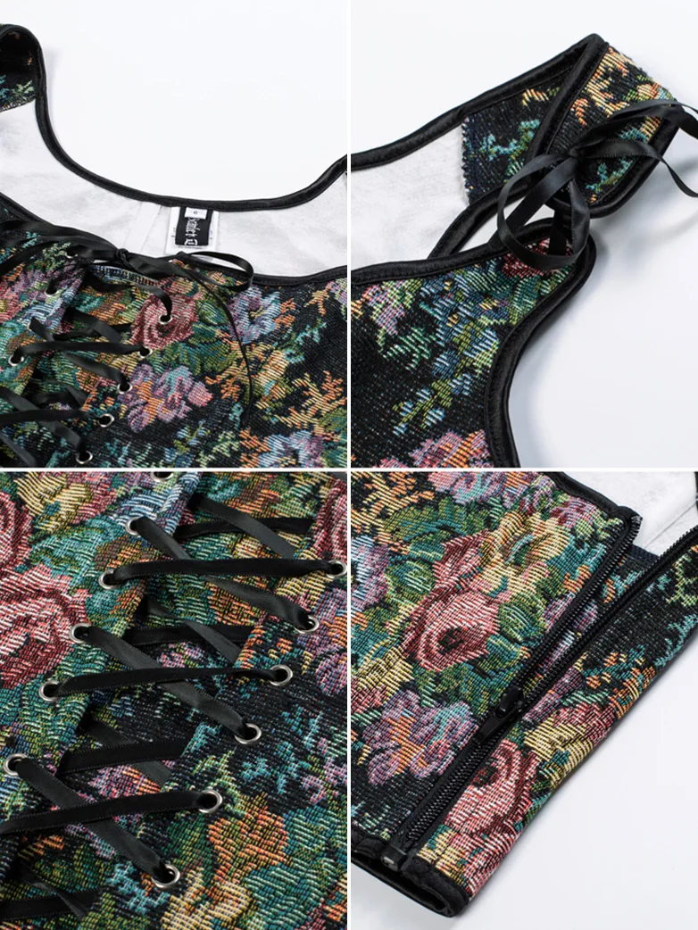 Renaissance Corset Lace-up U-Back 10 Bones Vest - Image 24