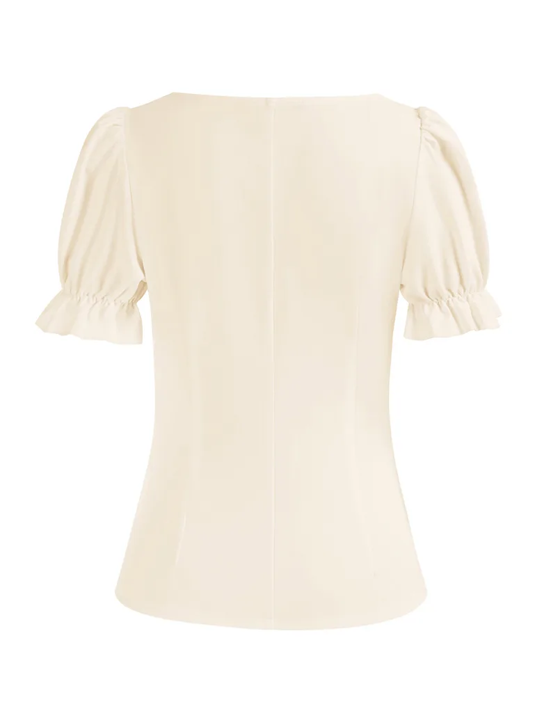 Victorian Pleated Ruched Slim Fit Short Sleeve Tops - Image 11