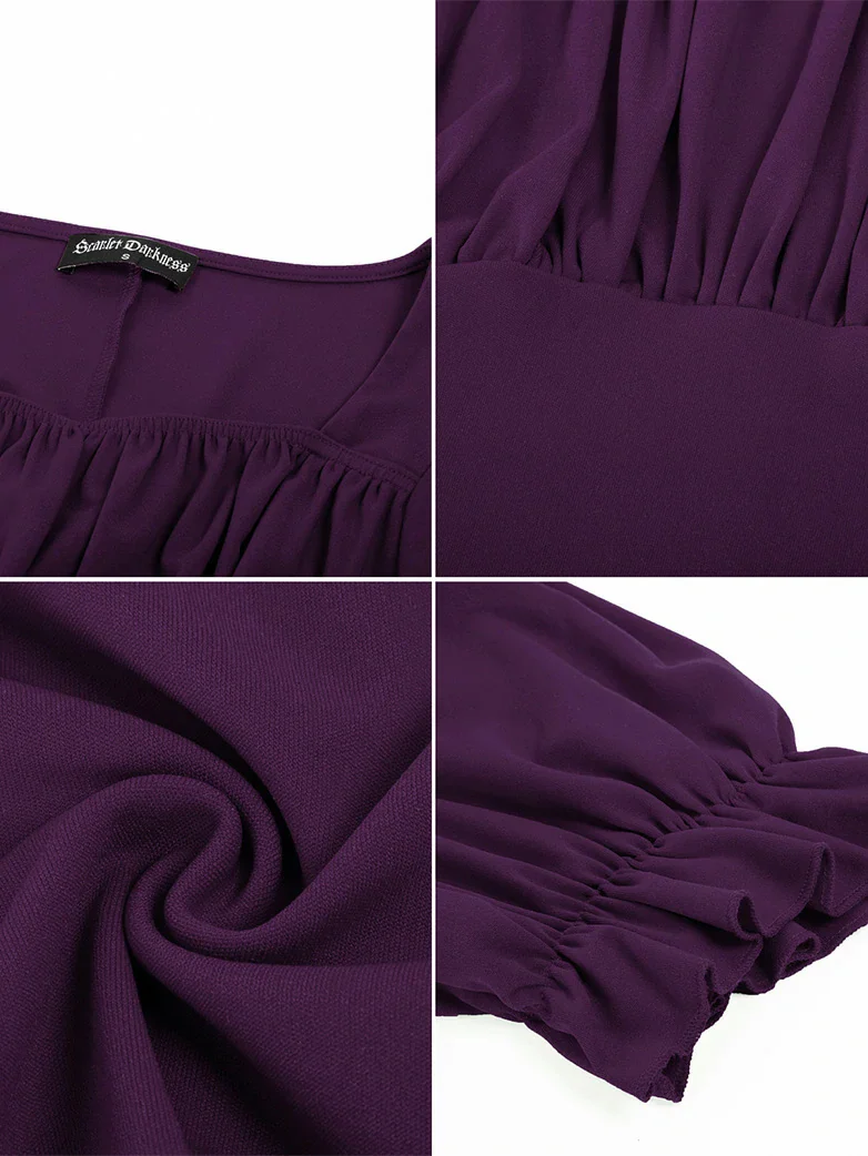 Victorian Pleated Ruched Slim Fit Short Sleeve Tops - Image 36