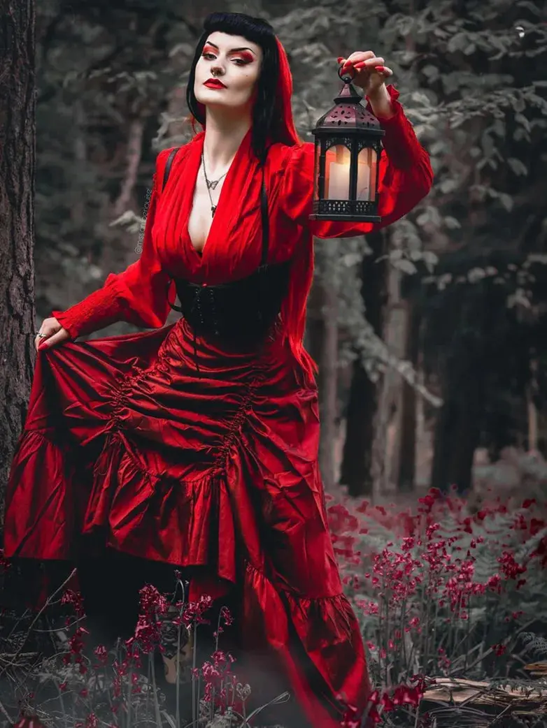 Gothic Chameleon High-Low Drawstring Skirt - Image 3