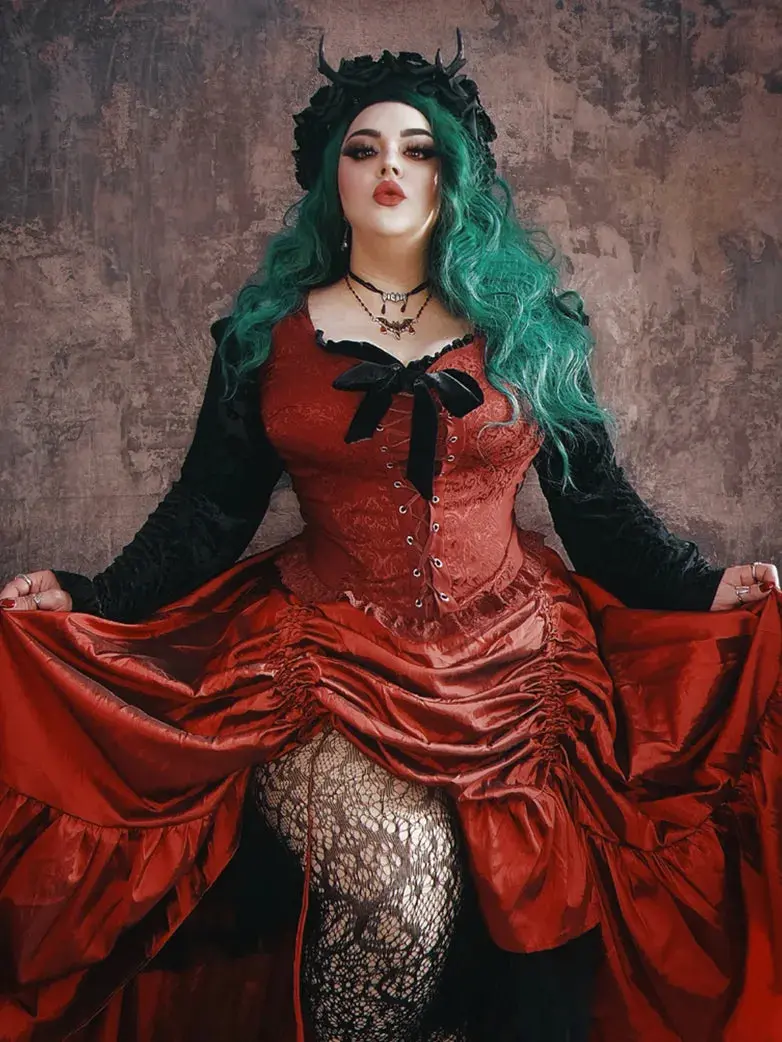 Gothic Chameleon High-Low Drawstring Skirt - Image 4