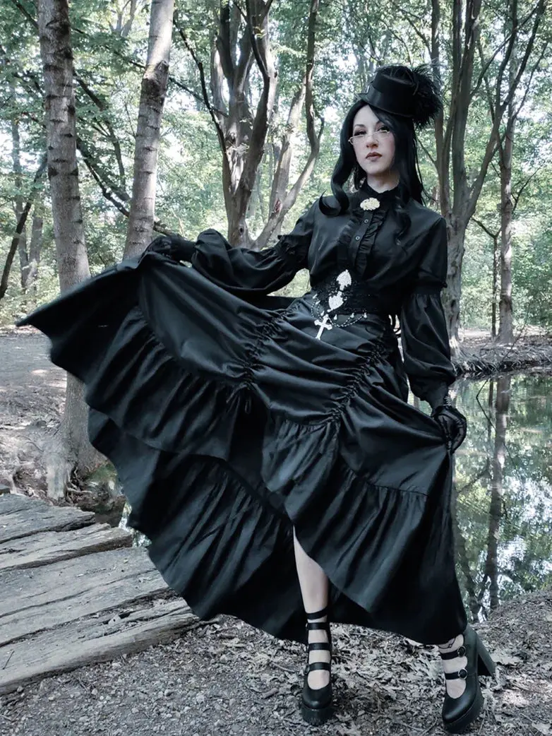 Gothic Chameleon High-Low Drawstring Skirt - Image 7