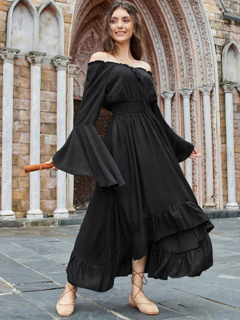 Off the Shoulder Classic Renaissance Dress with Pockets - Image 11