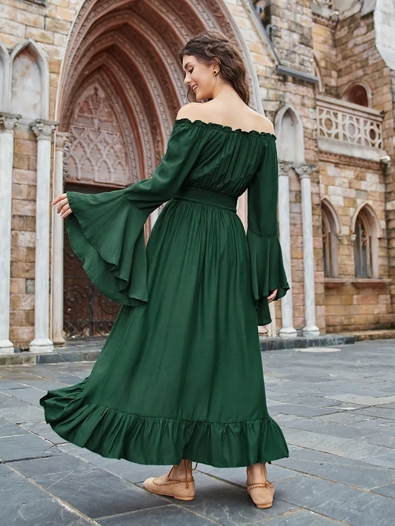 Off the Shoulder Classic Renaissance Dress with Pockets - Image 17