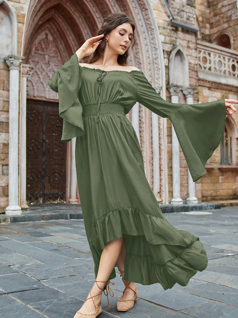 Off the Shoulder Classic Renaissance Dress with Pockets - Image 24