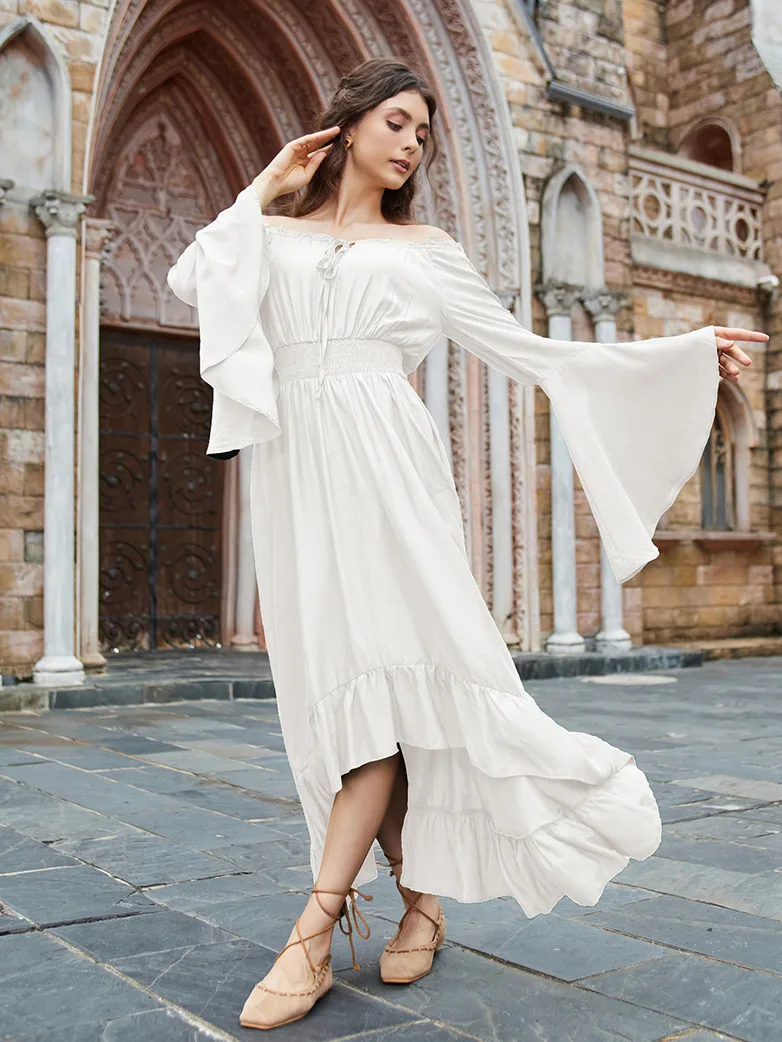 Off the Shoulder Classic Renaissance Dress with Pockets - Image 37
