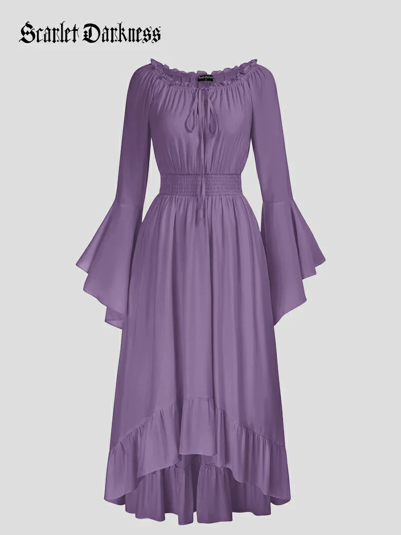 Women Off the Shoulder Renaissance Dress with Pockets - Image 52