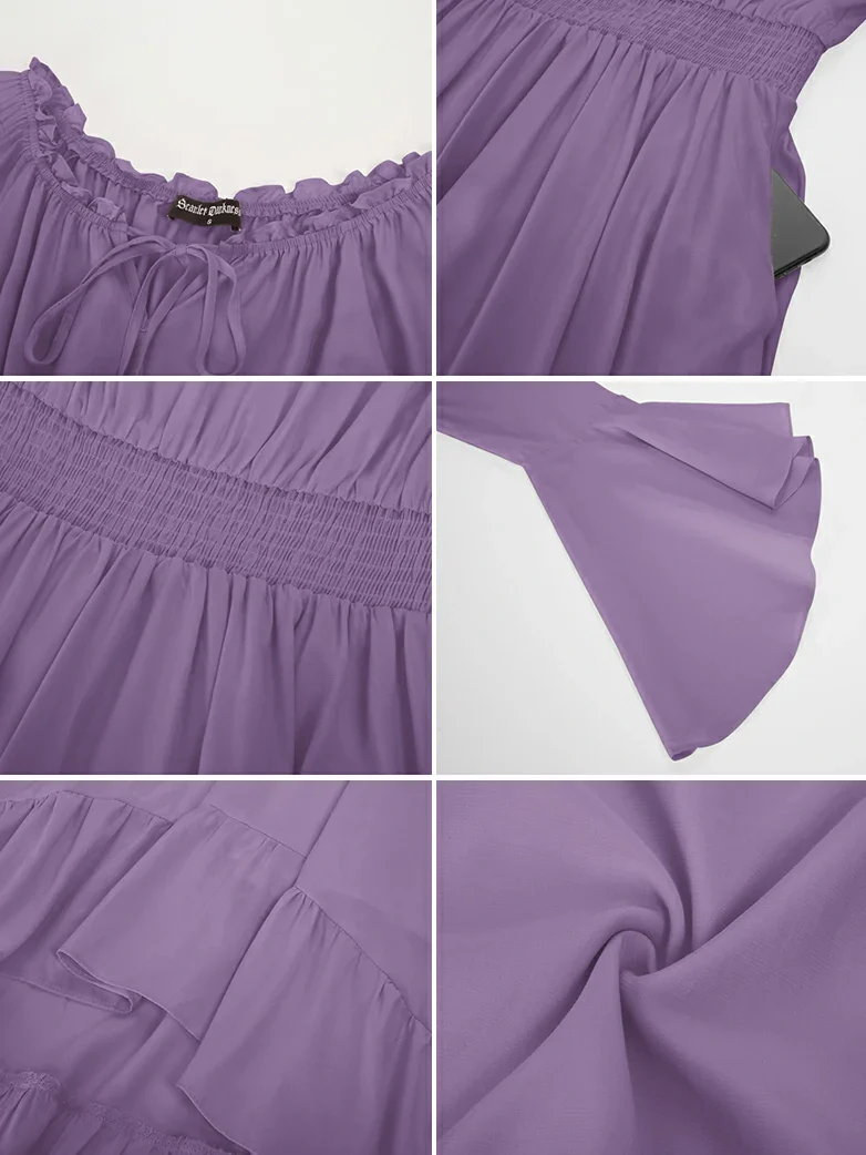 Women Off the Shoulder Renaissance Dress with Pockets - Image 50