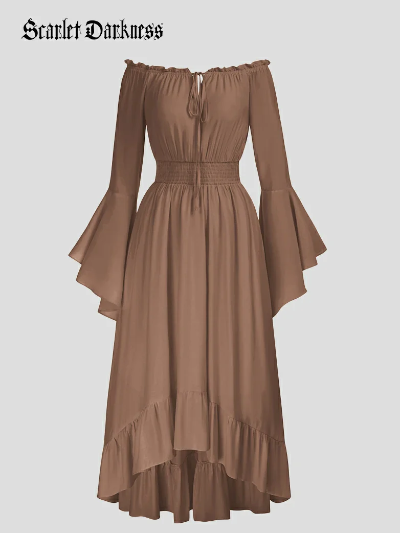 Women Off the Shoulder Renaissance Dress with Pockets - Image 56