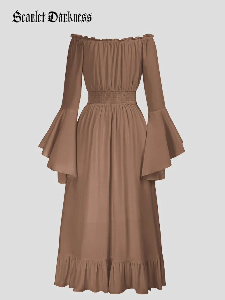 Women Off the Shoulder Renaissance Dress with Pockets - Image 57