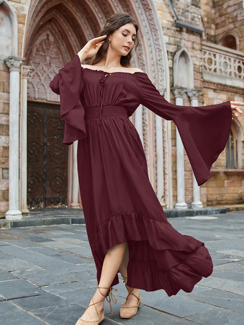 Off the Shoulder Classic Renaissance Dress with Pockets - Image 7
