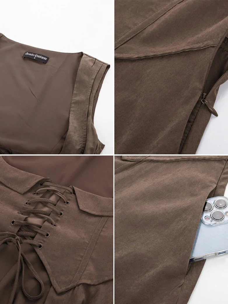 Renaissance Costume U-Neck High-Lo Overdress - Image 60