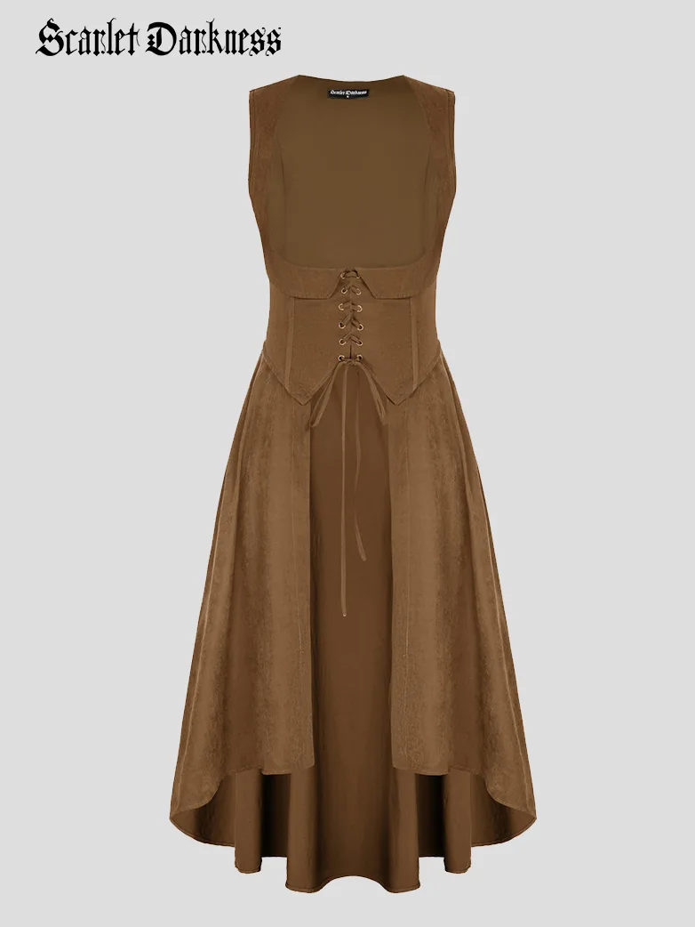 Renaissance Costume U-Neck High-Lo Overdress - Image 33