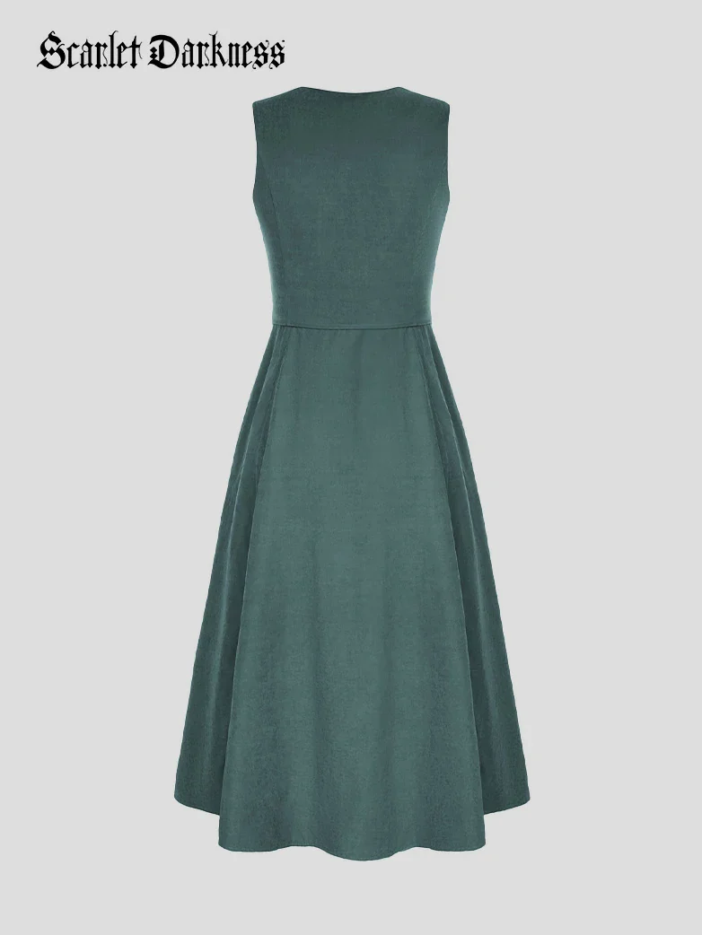 Renaissance Costume U-Neck High-Lo Overdress - Image 49