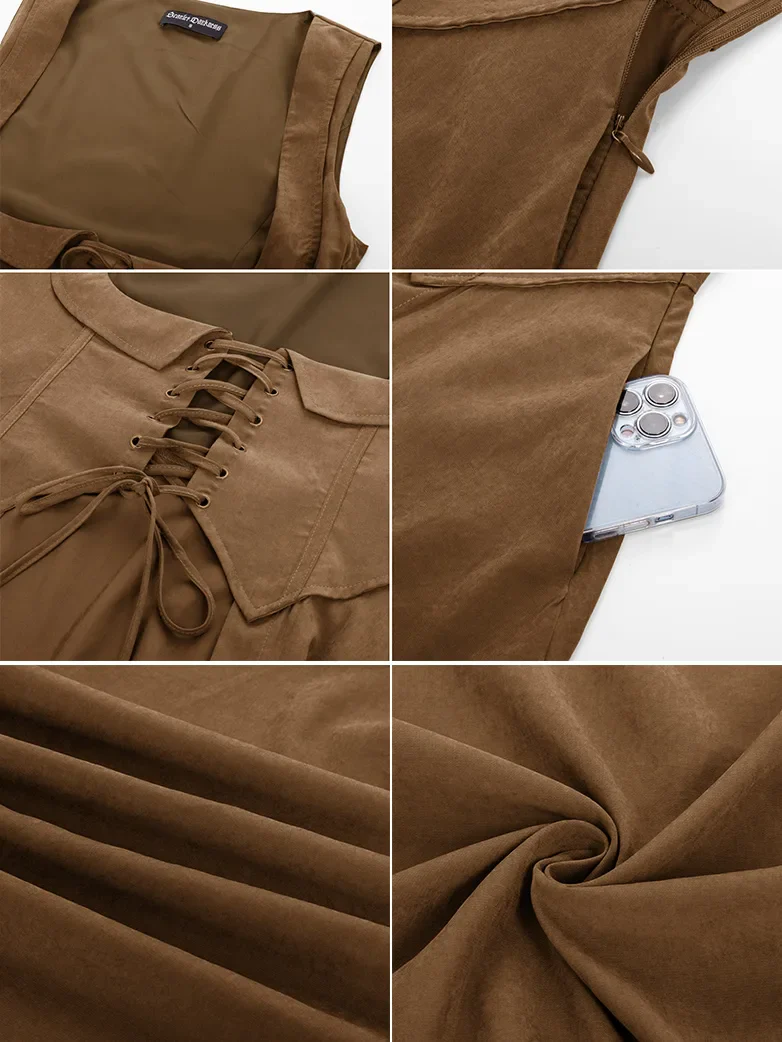 Renaissance Costume U-Neck High-Lo Overdress - Image 36