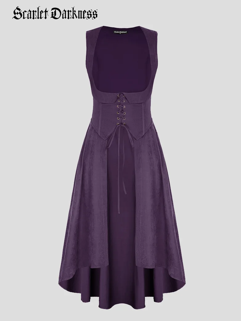 Renaissance Costume U-Neck High-Lo Overdress - Image 28