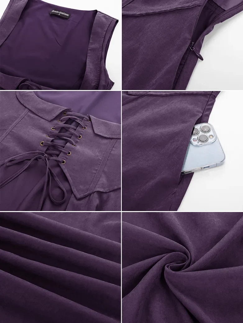 Renaissance Costume U-Neck High-Lo Overdress - Image 32