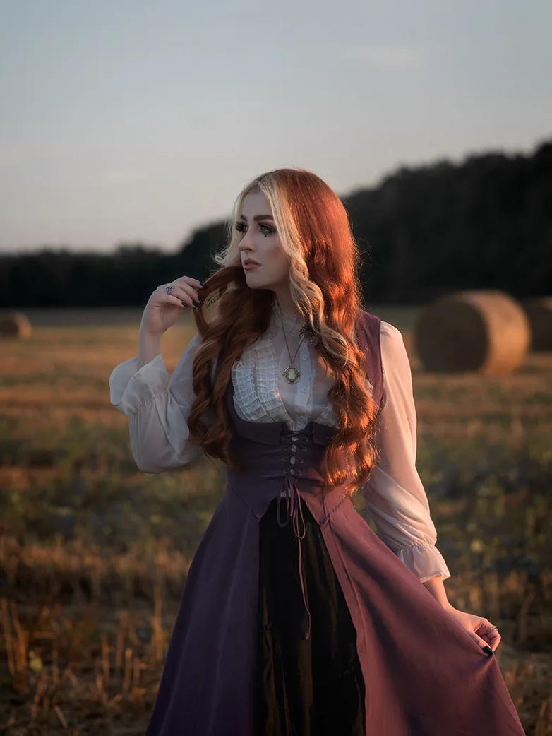 Renaissance Costume U-Neck High-Lo Overdress - Image 30