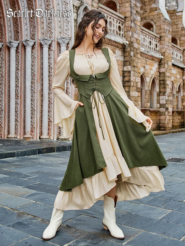 Renaissance Costume U-Neck High-Lo Overdress - Image 3