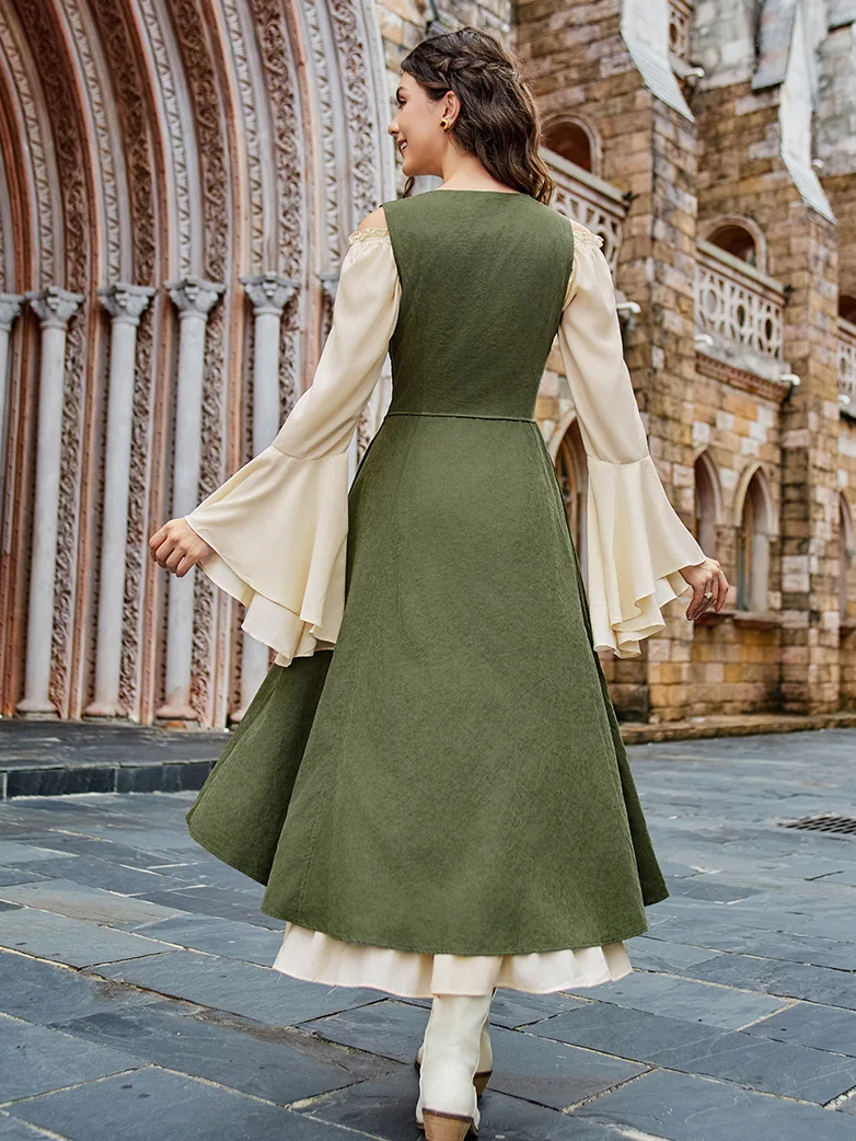 Renaissance Costume U-Neck High-Lo Overdress - Image 4