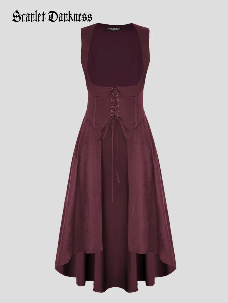 Renaissance Costume U-Neck High-Lo Overdress - Image 11