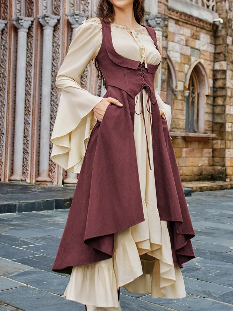 Renaissance Costume U-Neck High-Lo Overdress - Image 12
