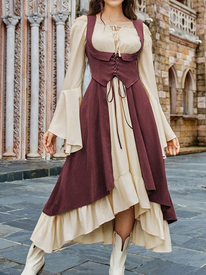 Renaissance Costume U-Neck High-Lo Overdress - Image 13