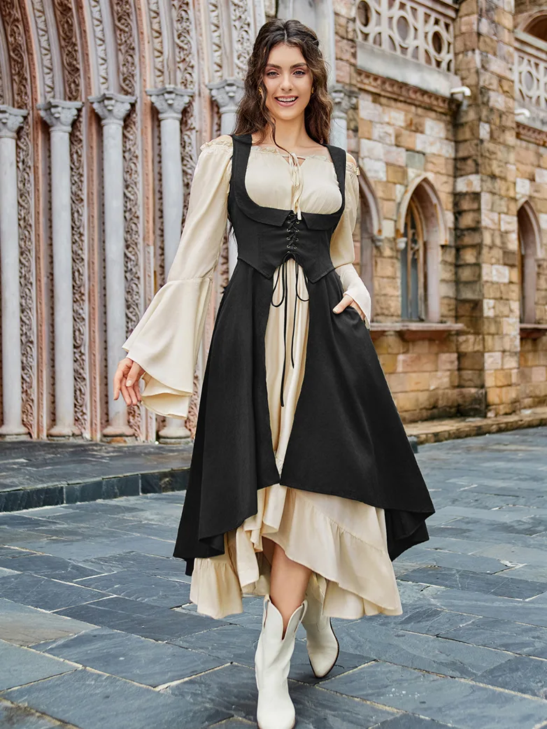 Renaissance Costume U-Neck High-Lo Overdress - Image 24