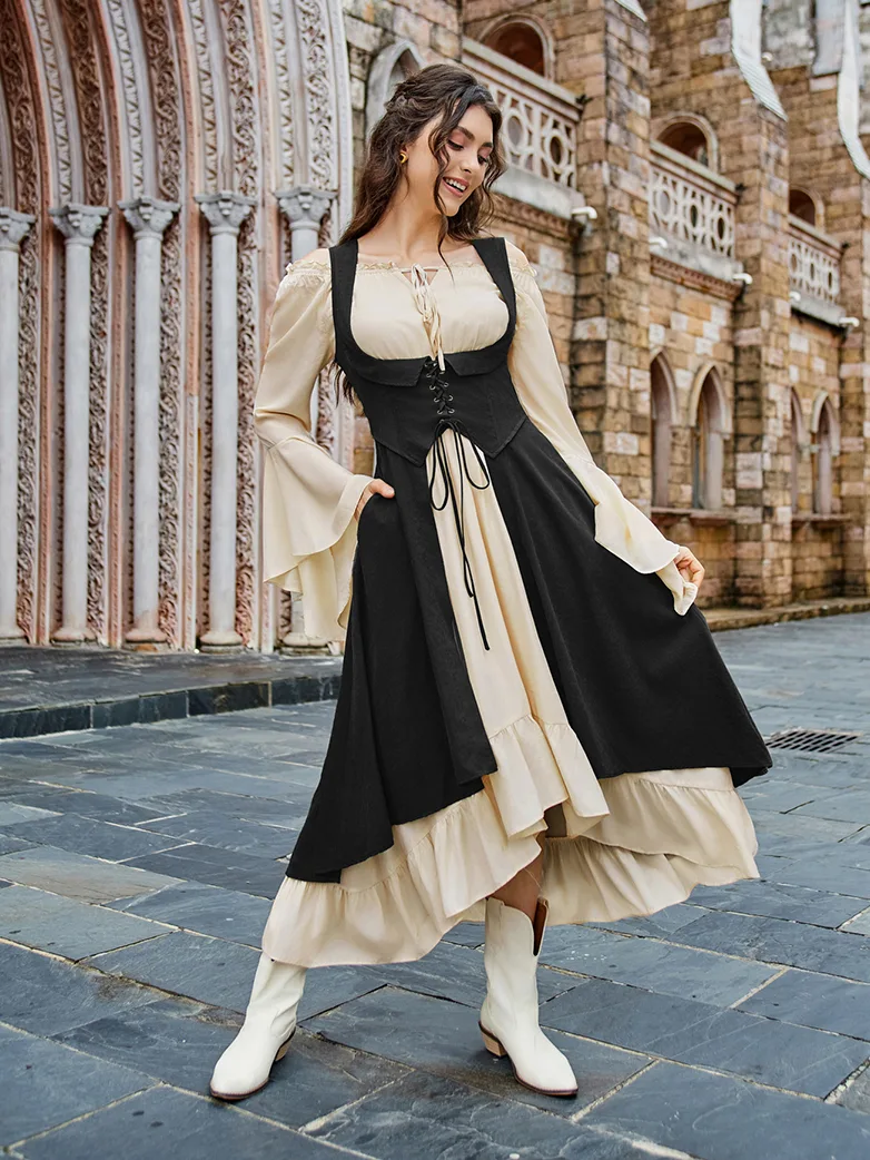 Renaissance Costume U-Neck High-Lo Overdress - Image 25