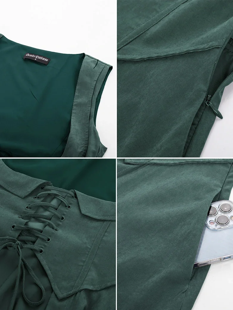 Renaissance Costume U-Neck High-Lo Overdress - Image 50